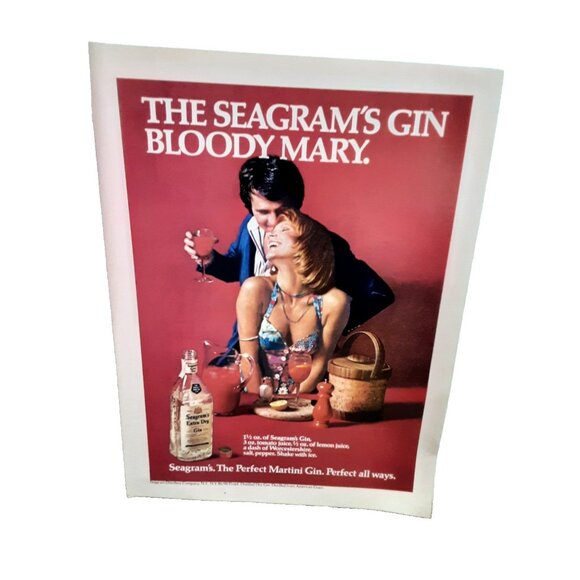 1974 Seagram’s Gin Ad Bloody Mary Vintage Print Bar Cocktail Lounge Decor - Picture 1 of 1
